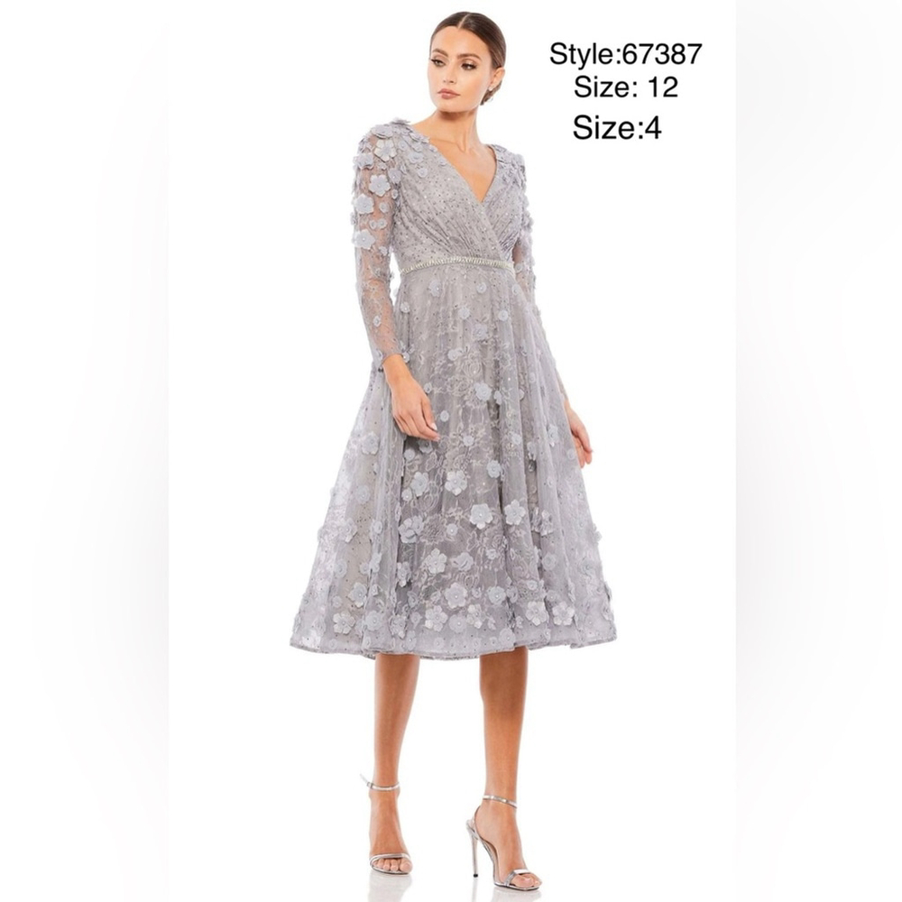 Mac Duggal floral lace A-line dress